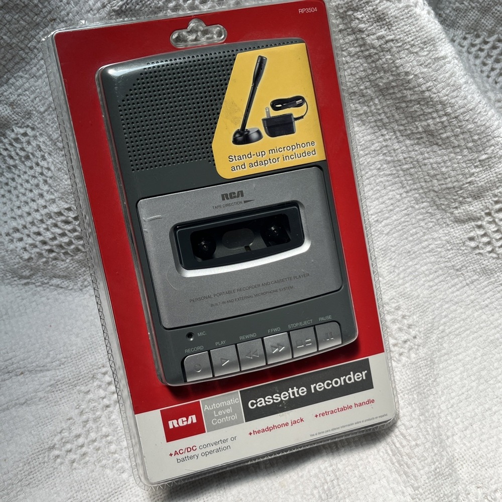 RCA RP3504 Cassette Recorder Stand-up Mic & Power Adapter New Factory Sealed